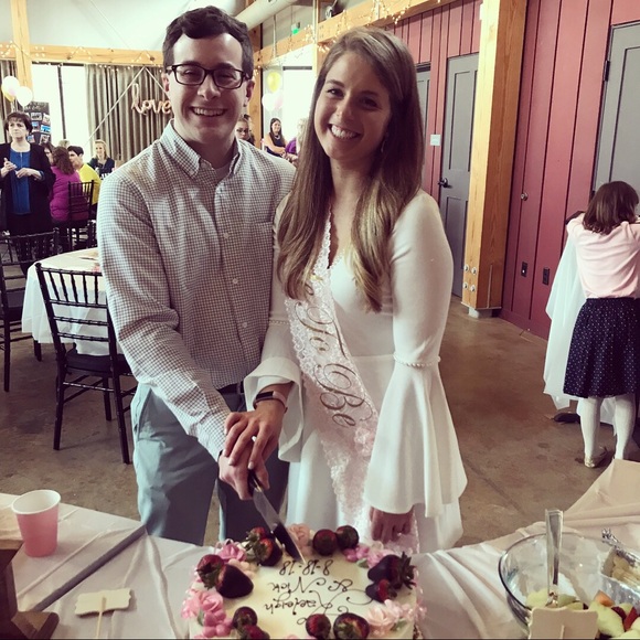 White pearl dress- bell sleeve skater dress - Picture 4 of 8